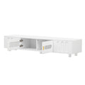 Modern Tv Stand For Tvs Up To 80 Inches, Entertainment Center With Glass Door, 2 Drawers And Cabinets, Wood Tv Storage Cabinet With Solid Wood Legs And Metal Handles For Living Room White Mdf