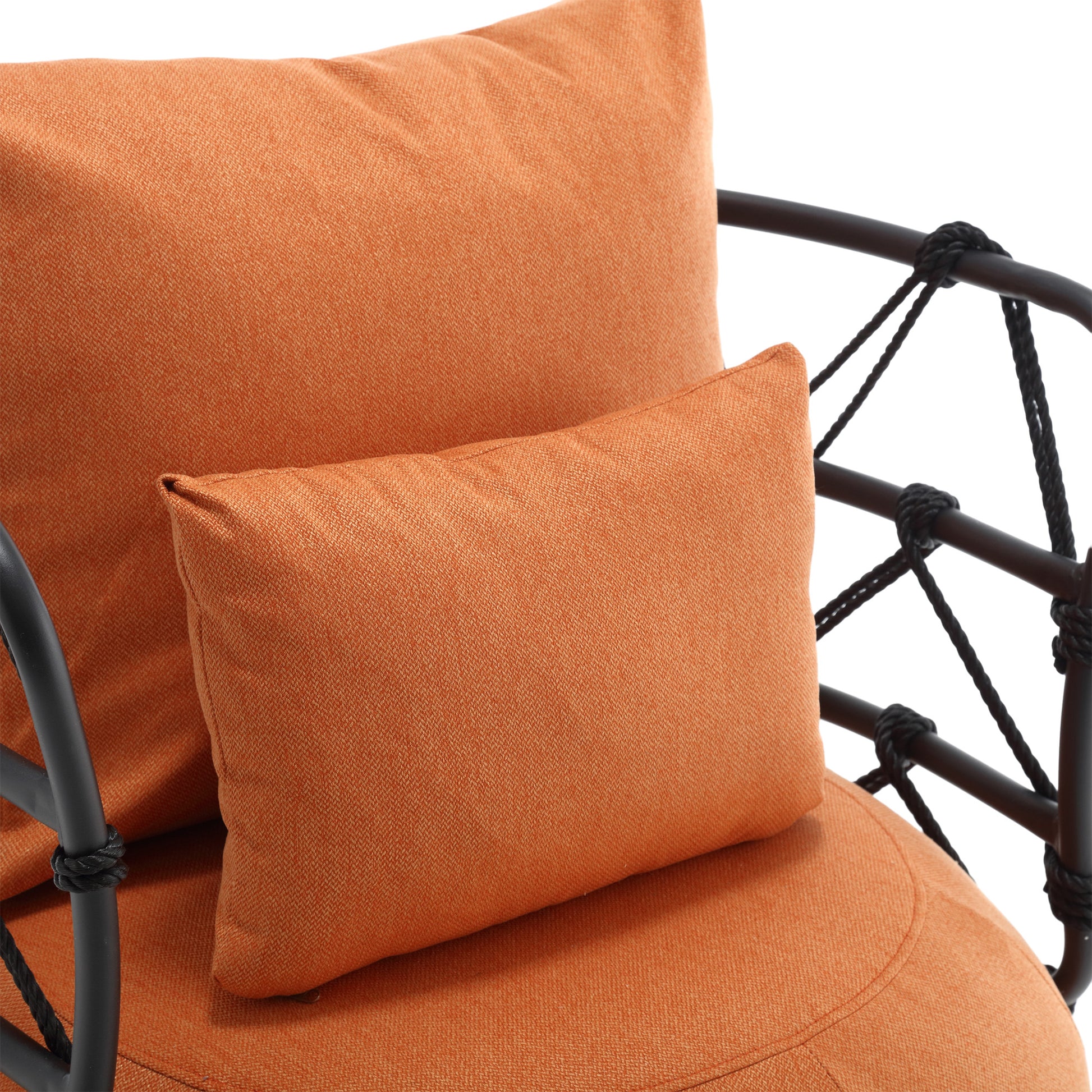 Coolmore Upholstered Tufted Living Room Chair Textured Linen Fabric Accent Chair With Metal Stand Orange Primary Living Space Foam Linen