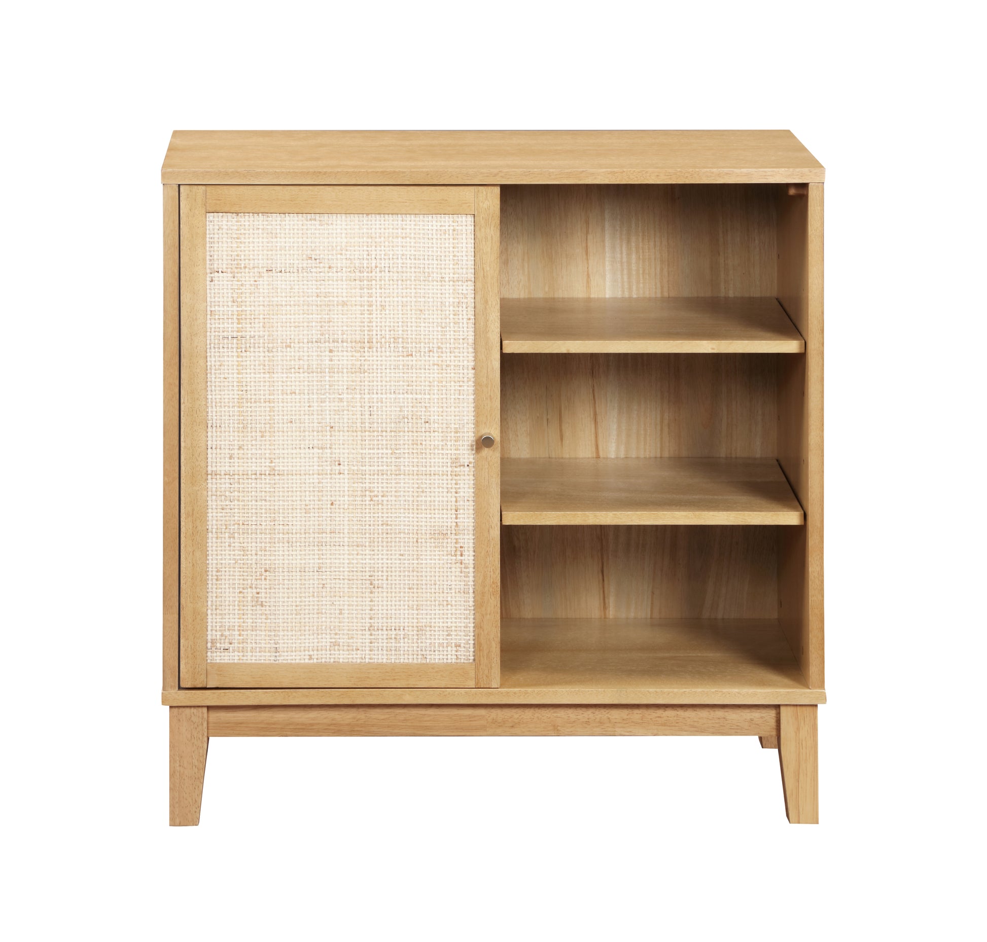 Buffet Cabinet With Storage,Storage Cabinet With Natural Rattan Decorated Doors,Rattan Cabinet With Adjustable Shelf,Sideboard For Living Room,Kitchen,Hallway,1 Doors, Shelf With Storage, Natural Natural Rubber Wood