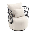 Coolmore Upholstered Tufted Living Room Chair Textured Linen Fabric Accent Chair With Metal Stand Beige Linen