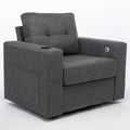 Modern Swivel Accent Sofa Chair, Ergonomic Casual 90 Degree Swivel Single Sofa Seat With Drink Holder Living Room Chair ,Soft Egyptian Velvet Sofa Chair Grey Brown Wood Primary Living Space Delicate Duty Pine 1 Seat Grey Linen Soft Cushion Back Art