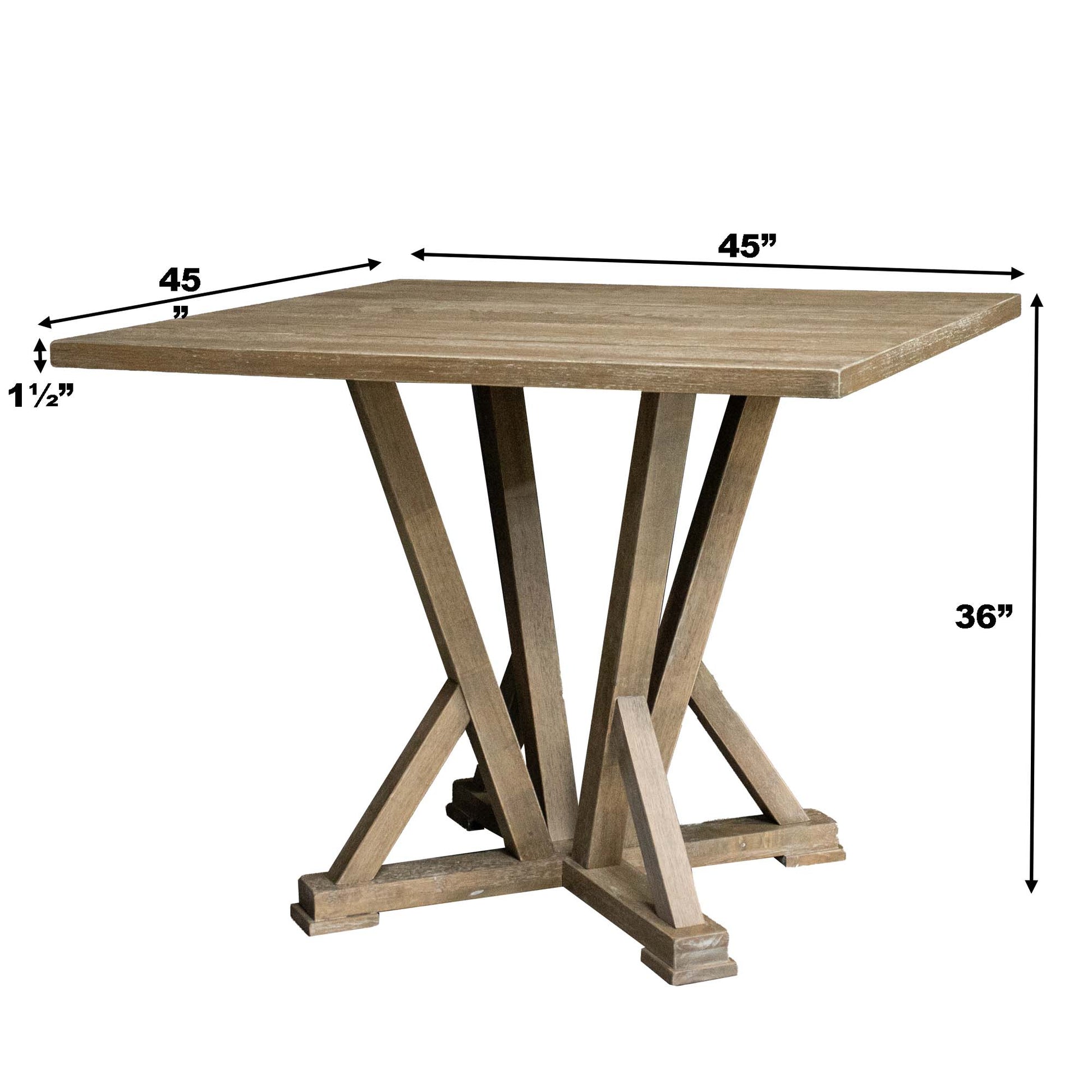 5Pcs Set Counter Table Set Square Counter Table Solid Wood Modern Farmhouse Rustic Look Distressed Look Light Brown Dining Room Fixed Table Rubberwood Square Dining Table With Chair Wood Grayish Brown Ladder Back Seats 4 48 Inches American