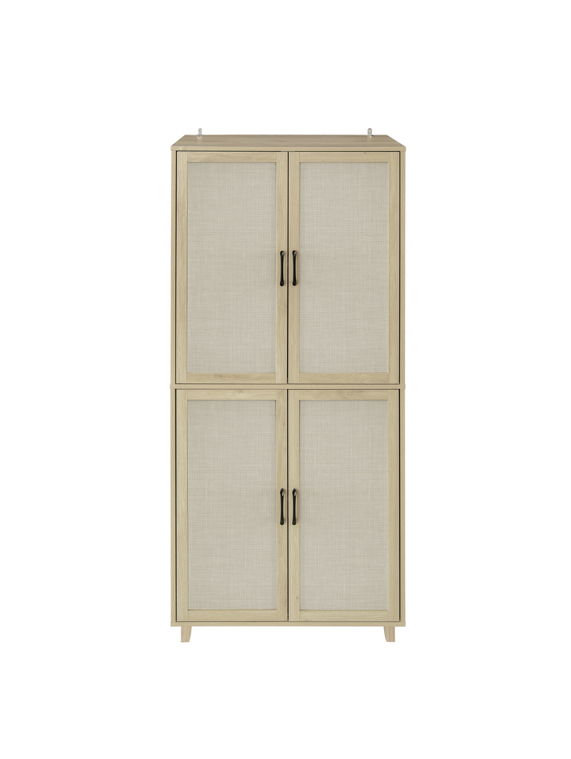 4 Door Cabinet, With 4 Adjustable Inner Shelves, Storage Cabinet Natural Mdf