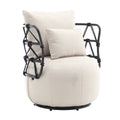 Coolmore Upholstered Tufted Living Room Chair Textured Linen Fabric Accent Chair With Metal Stand Beige Linen