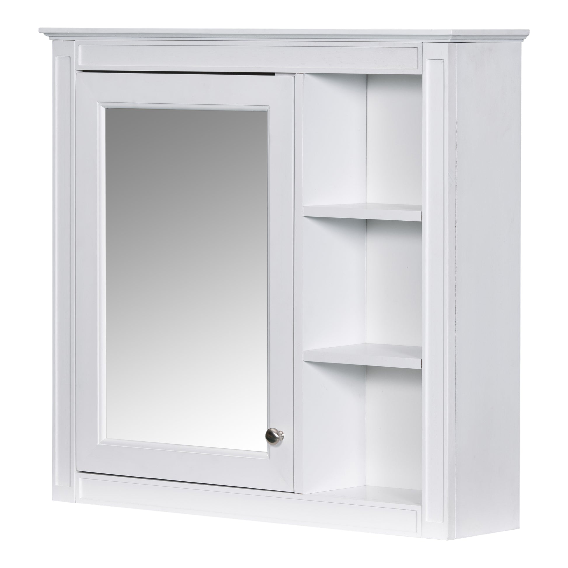 30'' Bathroom Vanity With Top Sink, Modern Bathroom Storage Cabinet With 2 Drawers And A Tip Out Drawer, Freestanding Vanity Set With Mirror Cabinet, Single Sink Bathroom Vanity White Bathroom Solid