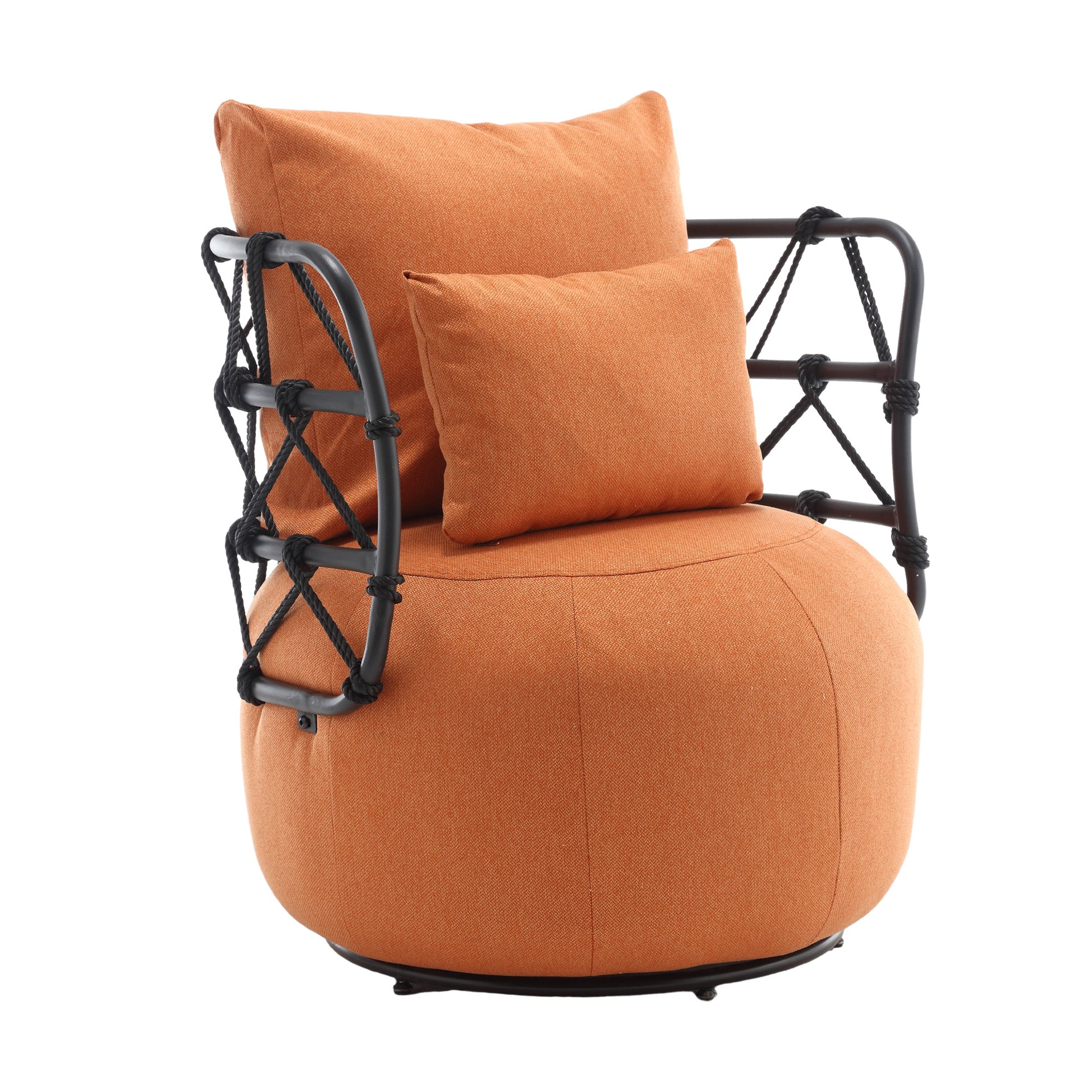 Coolmore Upholstered Tufted Living Room Chair Textured Linen Fabric Accent Chair With Metal Stand Orange Primary Living Space Foam Linen