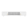 Modern Tv Stand For Tvs Up To 80 Inches, Entertainment Center With Glass Door, 2 Drawers And Cabinets, Wood Tv Storage Cabinet With Solid Wood Legs And Metal Handles For Living Room White Mdf