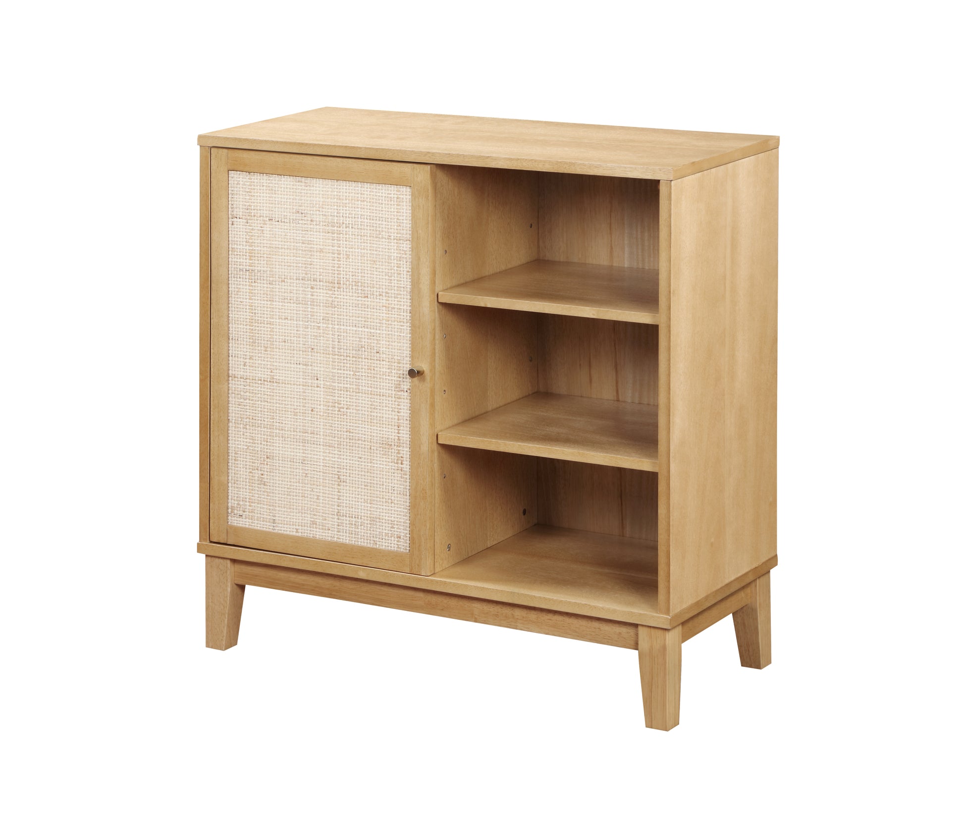 Buffet Cabinet With Storage,Storage Cabinet With Natural Rattan Decorated Doors,Rattan Cabinet With Adjustable Shelf,Sideboard For Living Room,Kitchen,Hallway,1 Doors, Shelf With Storage, Natural Natural Rubber Wood