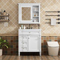 30'' Bathroom Vanity With Top Sink, Modern Bathroom Storage Cabinet With 2 Drawers And A Tip Out Drawer, Freestanding Vanity Set With Mirror Cabinet, Single Sink Bathroom Vanity White Bathroom Solid