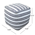 Lani Handcrafted Fabric Pouf, Natural With Black Natural Black Fabric