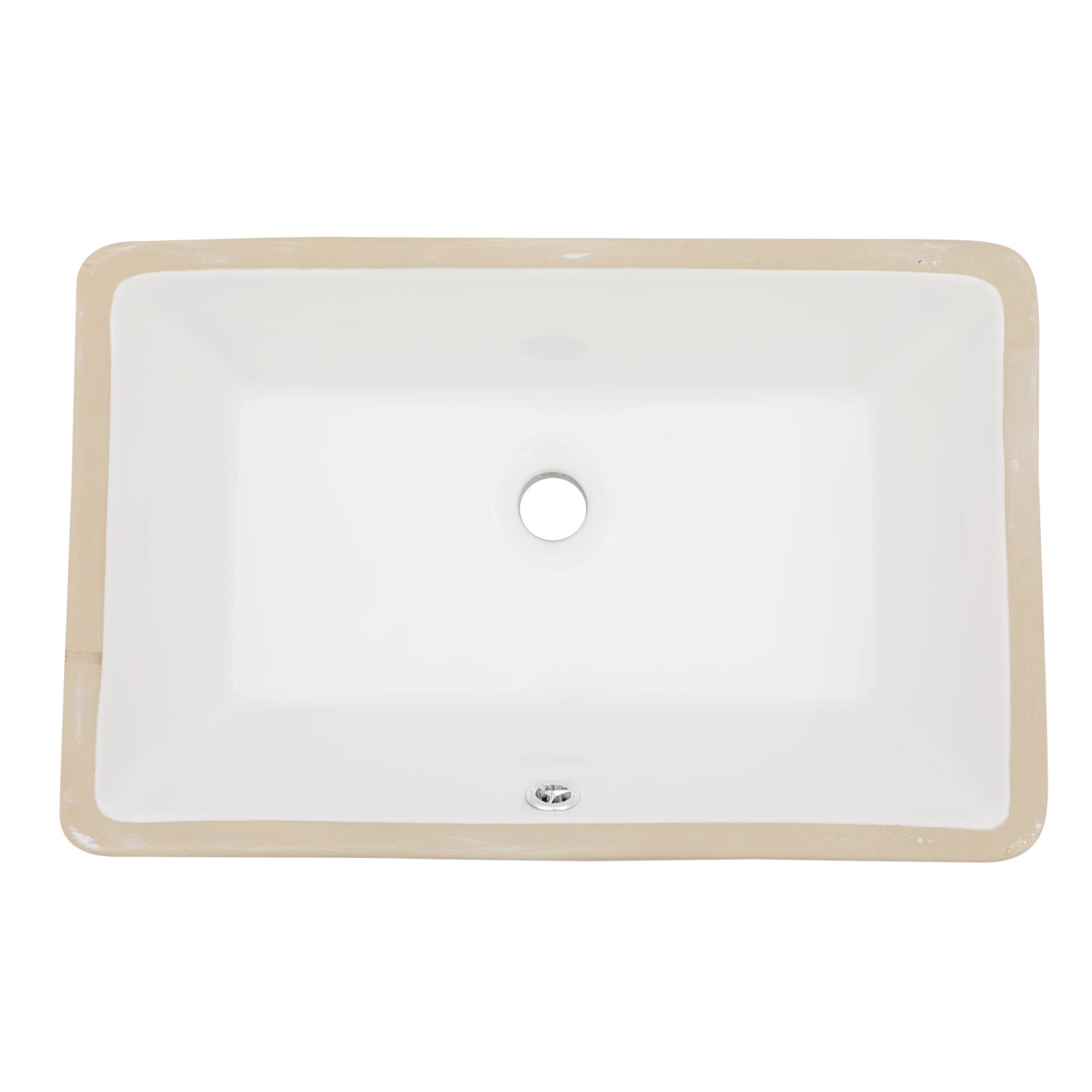 21"X13" White Ceramic Rectangular Undermount Bathroom Sink With Overflow White Ceramic