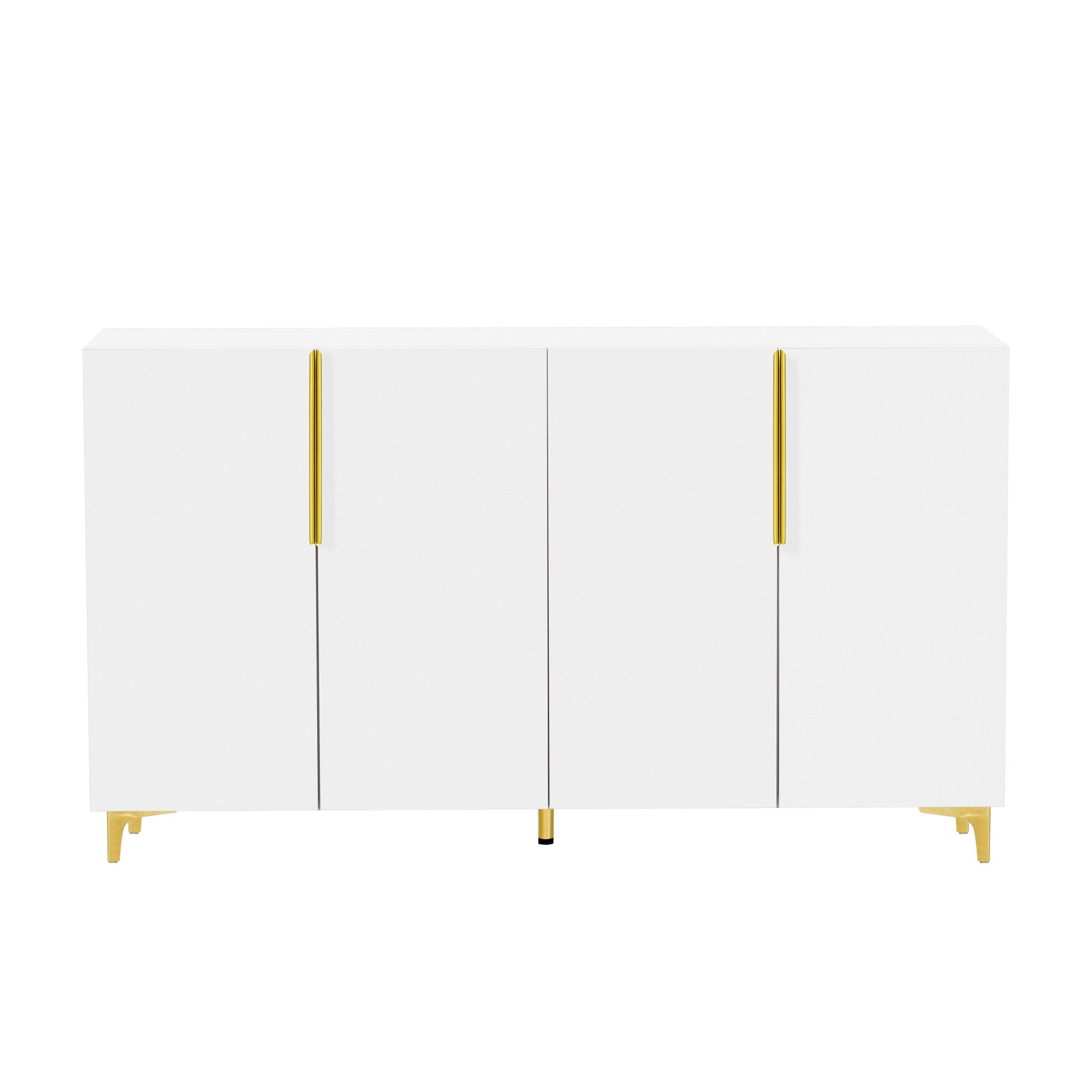 Glossy Finish Light Luxury Storage Cabinet, Adjustable, Suitable For Living Room, Study, Hallway. White Mdf
