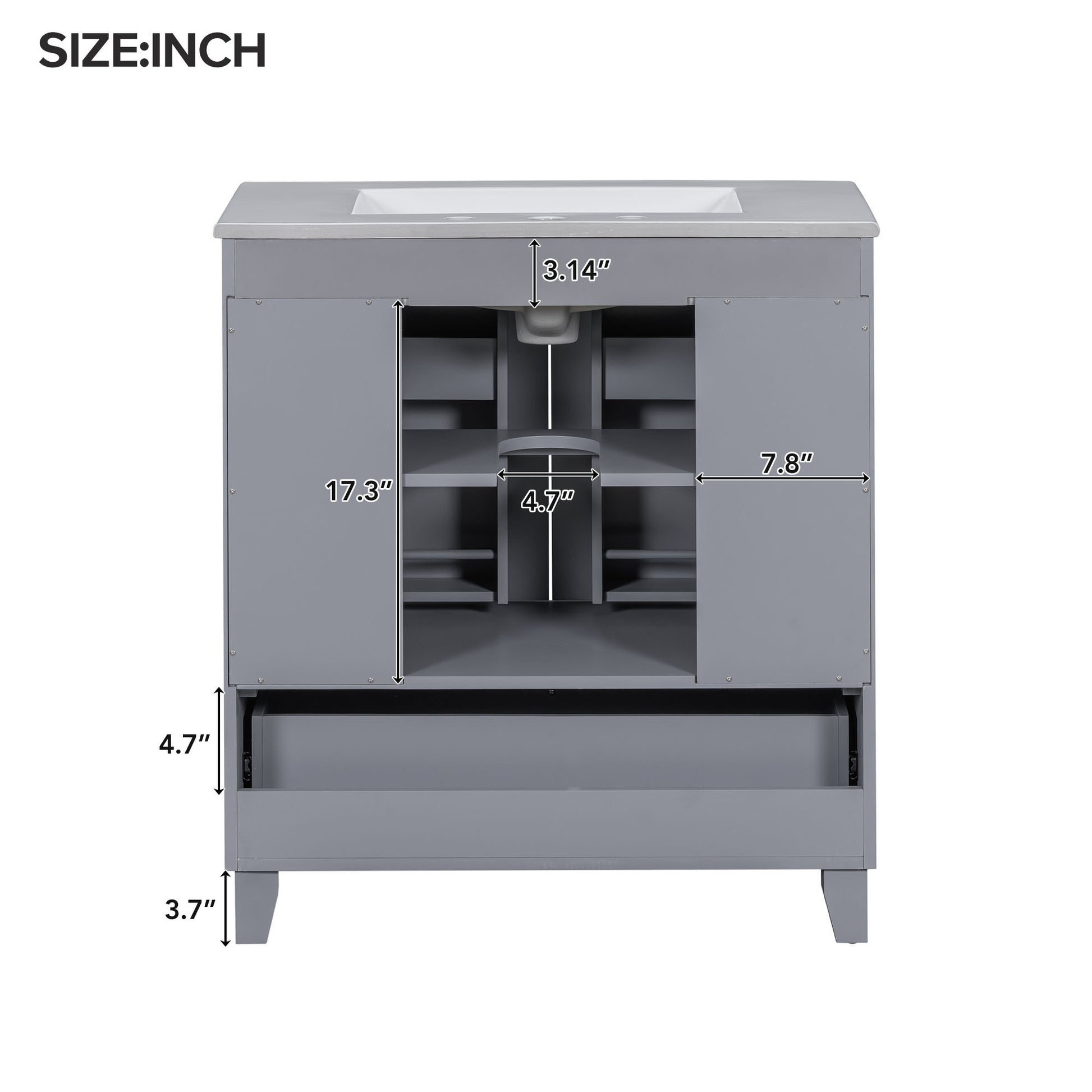 30" Premium Bathroom Vanity Set With Ceramic Sink And Large Storage Space Ideal For Small Bathrooms Blue Gray Bathroom Solid Wood Mdf