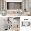 Led Bathroom Mirror, 30X55 Inch Bathroom Vanity Mirrors With Lights, Mirrors For Wall With Smart Touch Button, Anti Fog, Memory Function, Stepless Dimmable Makeup Mirror Horizontal Vertical White Aluminium