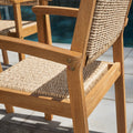 Mauricio 4 Piece Acacia Wood Dining Set With Stacking Chair Natural & Light Brown Acacia Wood