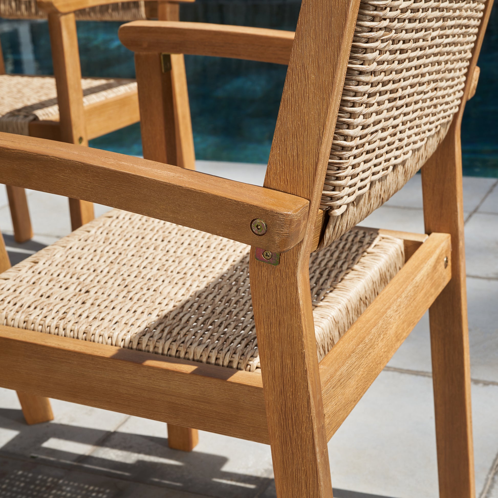 Mauricio 4 Piece Acacia Wood Dining Set With Stacking Chair Natural & Light Brown Acacia Wood