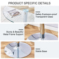 A Glass Tabletop With A Diameter Of 35 Inches And A Modern Minimalist Circular Dining Table With Electroplated Silver Metal Legs. Suitable For Restaurants, Living Rooms, And Conference Rooms.Dt 1166 Transparent Glass Metal