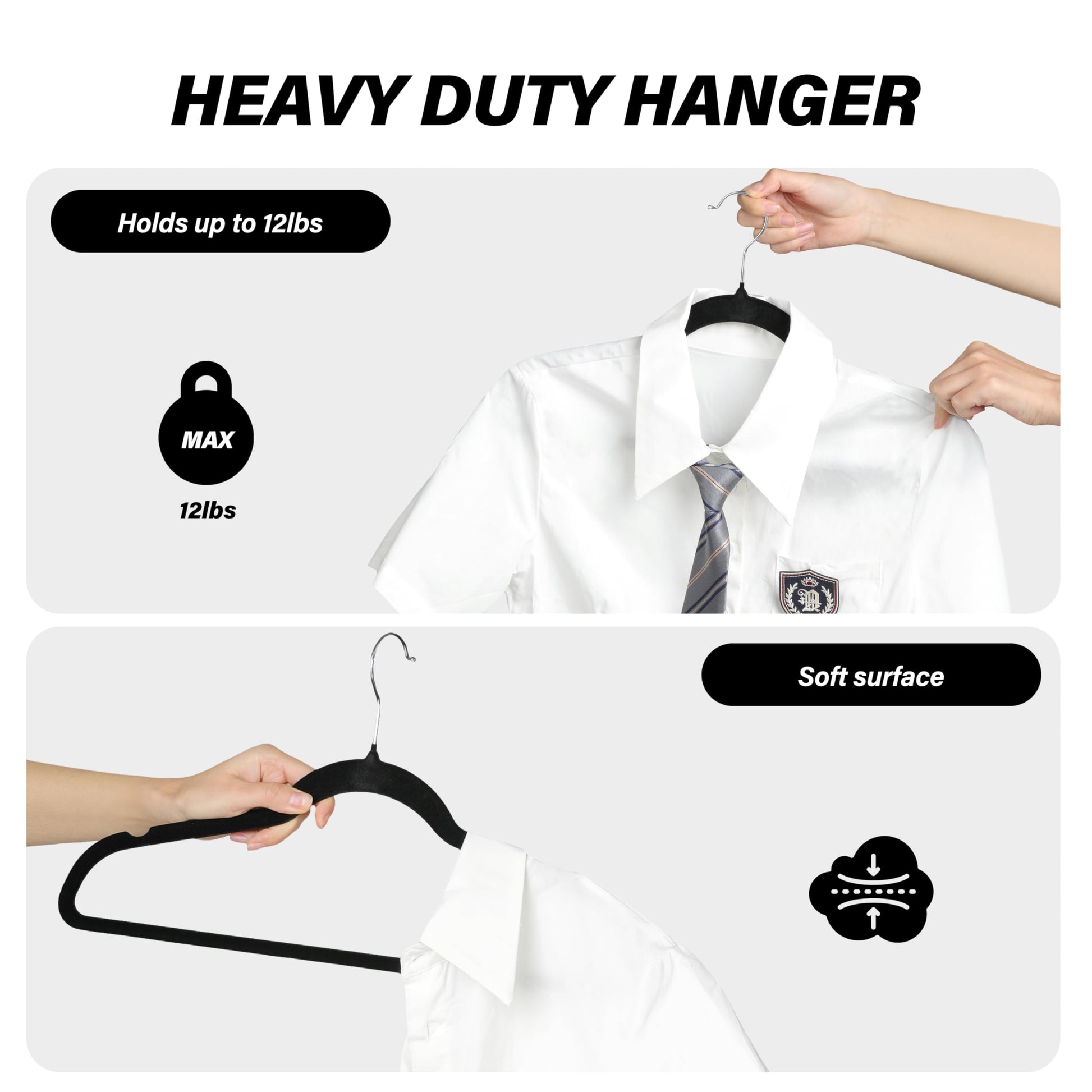 Velvet Hangers 70 Pack, Non Slip Clothes Hangers With Shoulder Notches, 360 Swivel Hooks, Heavy Duty Coat Suit Hangers For Closet Space Saving, Black Black Velvet