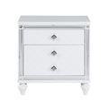 Contemporary Nightstands With Mirror Frame Accents, Bedside Table With Two Drawers And One Hidden Drawer, End Table With Crystal Pull For Living Room,Bedroom, White White 3 Drawers Solid Wood Mdf