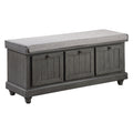 1Pc Durable Storage Bench Dark Gray Finish Foam Cushioned Seat Upholstery Flip Top Seat Solid Wood Home Furniture Distressed Finish Dark Gray Polyester Primary Living Space Grey Flip Top Solid Wood