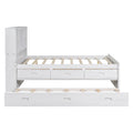 Full Size Platform Bed With Storage Headboard, Charging Station, Twin Size Trundle And 3 Drawers, Antique White Box Spring Not Required Twin Antique White Wood Bedroom Bed Frame Solid Wood Mdf