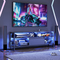 Gaming Tv Stand For Ps5 With Power Outlet,Accommodates Tvs Up To 65 Inches,Led Entertainment Center,Suitable For Living Room,Bedroom,59'' Black Primary Living Space 60 Inches 60 69 Inches Modern 65 Inches Mdf Metal