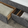 Queen Size Daybed With Drawers Upholstered Tufted Sofa Bed,With Button On Back On Waved Shape Arms Box Spring Not Required Queen Grey Wood Bedroom Eucalyptus Polyester Foam