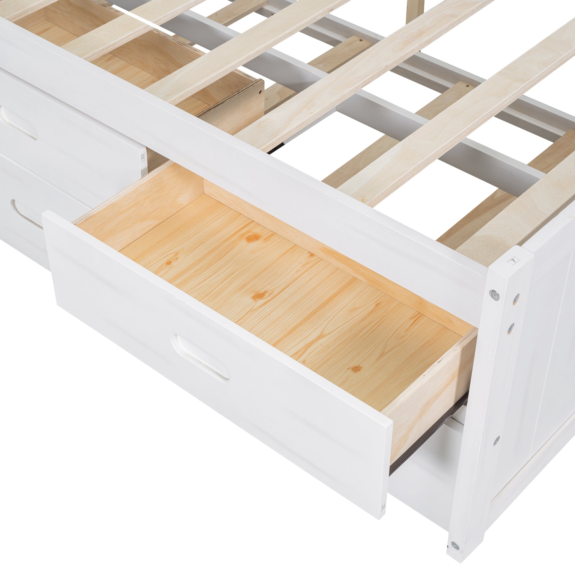 Full Size Platform Bed With Storage Headboard, Charging Station, Twin Size Trundle And 3 Drawers, Antique White Box Spring Not Required Twin Antique White Wood Bedroom Bed Frame Solid Wood Mdf