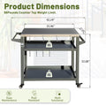 3 Shelf Outdoor Grill Table, Grill Cart Outdoor With Wheels, Pizza Oven And Food Prep Table, Blackstone Table With Stainless Steel Tabletop, Grill Stand For Blackstone Griddle For Outside Bbq Grey Stainless Steel