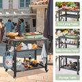 3 Shelf Outdoor Grill Table, Grill Cart Outdoor With Wheels, Pizza Oven And Food Prep Table, Blackstone Table With Stainless Steel Tabletop, Grill Stand For Blackstone Griddle For Outside Bbq Grey Stainless Steel