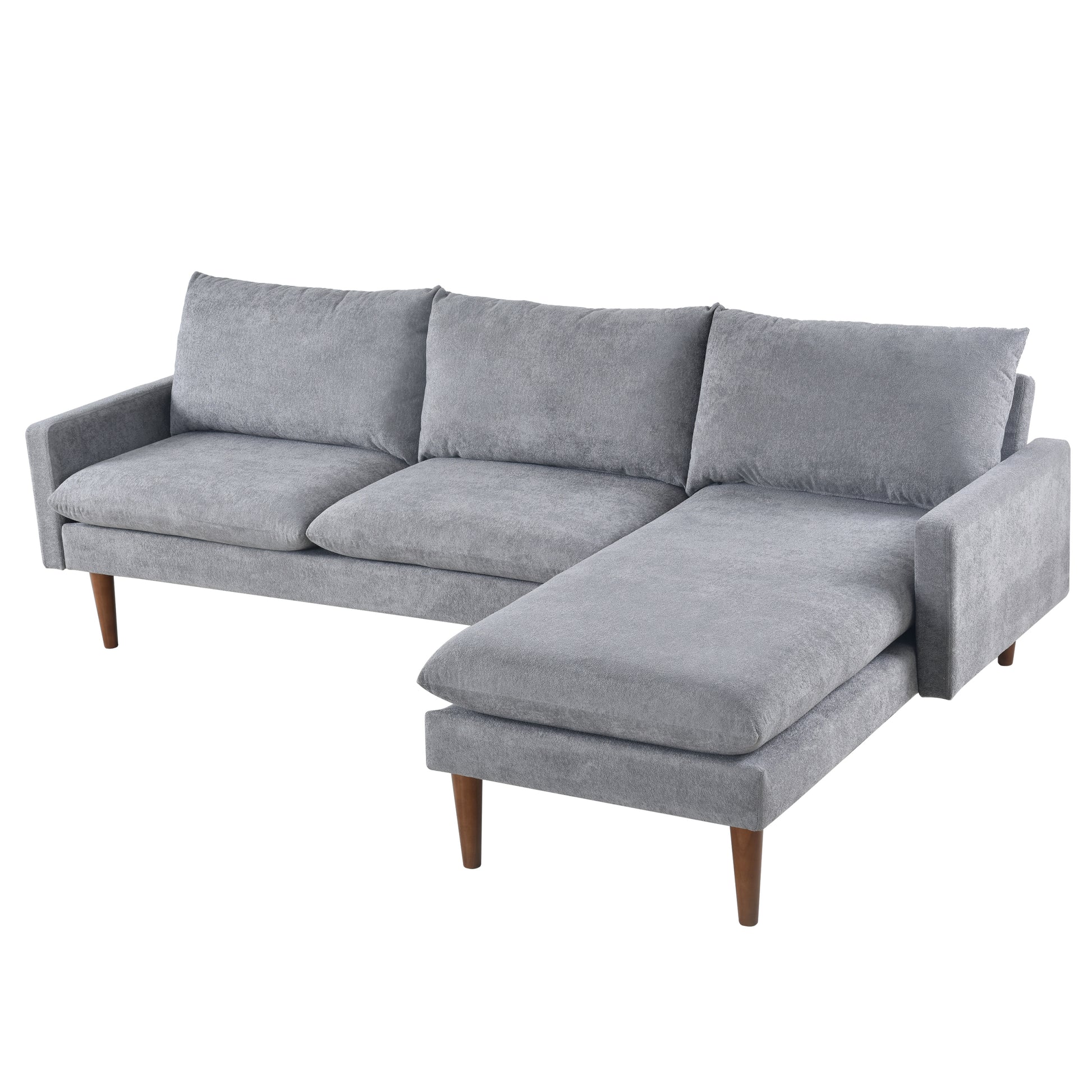 L Shaped Sofa With Padded Cashmere: Multi Functional Design, Modern Luxury Appearance Ideal For Living Rooms, Apartments Easy Assembly & Maintenance,Grey Grey Velvet Wood Primary Living Space Medium Soft Art Deco Square Arms Memory Foam Velvet 3 Seat