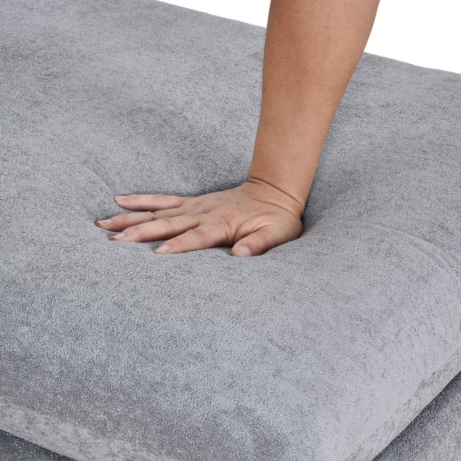 L Shaped Sofa With Padded Cashmere: Multi Functional Design, Modern Luxury Appearance Ideal For Living Rooms, Apartments Easy Assembly & Maintenance,Grey Grey Velvet Wood Primary Living Space Medium Soft Art Deco Square Arms Memory Foam Velvet 3 Seat