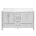 60 In Undermount Double Sinks Bathroom Storage Cabinet With Engineered Carrara Marble Top 4 Light Gray 4 Soft Close Doors Bathroom Freestanding Mdf Painted