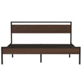 Ceres Metal Bed, Black With Walnut Wood Headboard&Footboard, King Box Spring Not Required King Black Metal Brown Bedroom Bed Frame Metal Metal