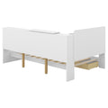Wood Twin Size Platform Bed With Storage Headboard, Shelves And 2 Drawers, White Box Spring Not Required Twin White Wood Bedroom Bed Frame Solid Wood Mdf