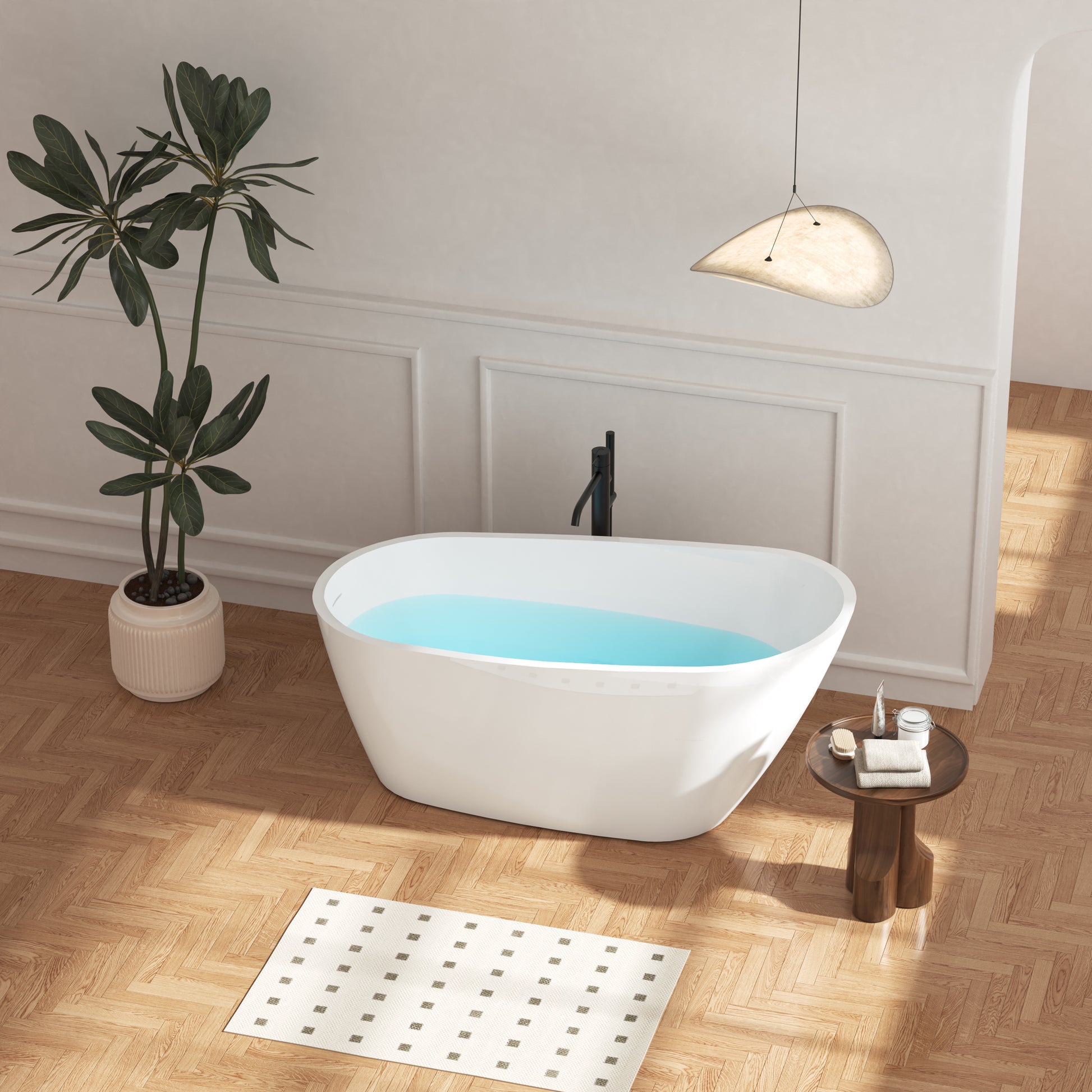 59" Acrylic Freestanding Bathtub, Modern & Contemporary Design Soaking Tub With Brushed Nickel Toe Tap Drain And Integrated Slotted Overflow, Glossy White, Cupc Certified, 02141 Bn Glossy White Oval Bathroom Freestanding Tubs Polished 59 61 In