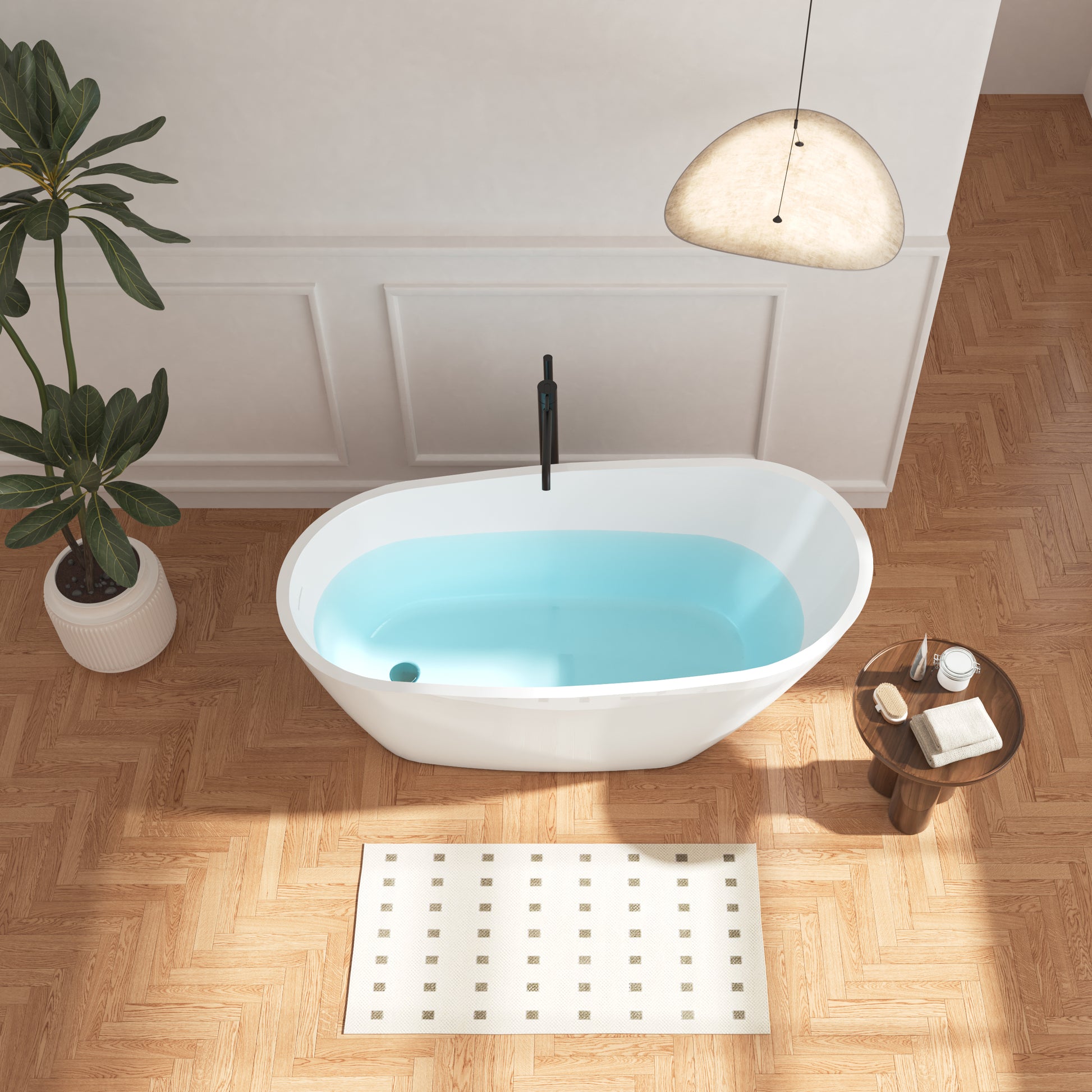 59" Acrylic Freestanding Bathtub, Modern & Contemporary Design Soaking Tub With Brushed Nickel Toe Tap Drain And Integrated Slotted Overflow, Glossy White, Cupc Certified, 02141 Bn Glossy White Oval Bathroom Freestanding Tubs Polished 59 61 In