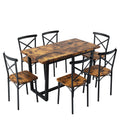 7 Pieces Dining Set 7 Piece Kitchen Table Set Perfect For Kitchen, Breakfast Nook, Living Room Occasions Brown Seats 6 Mdf Steel