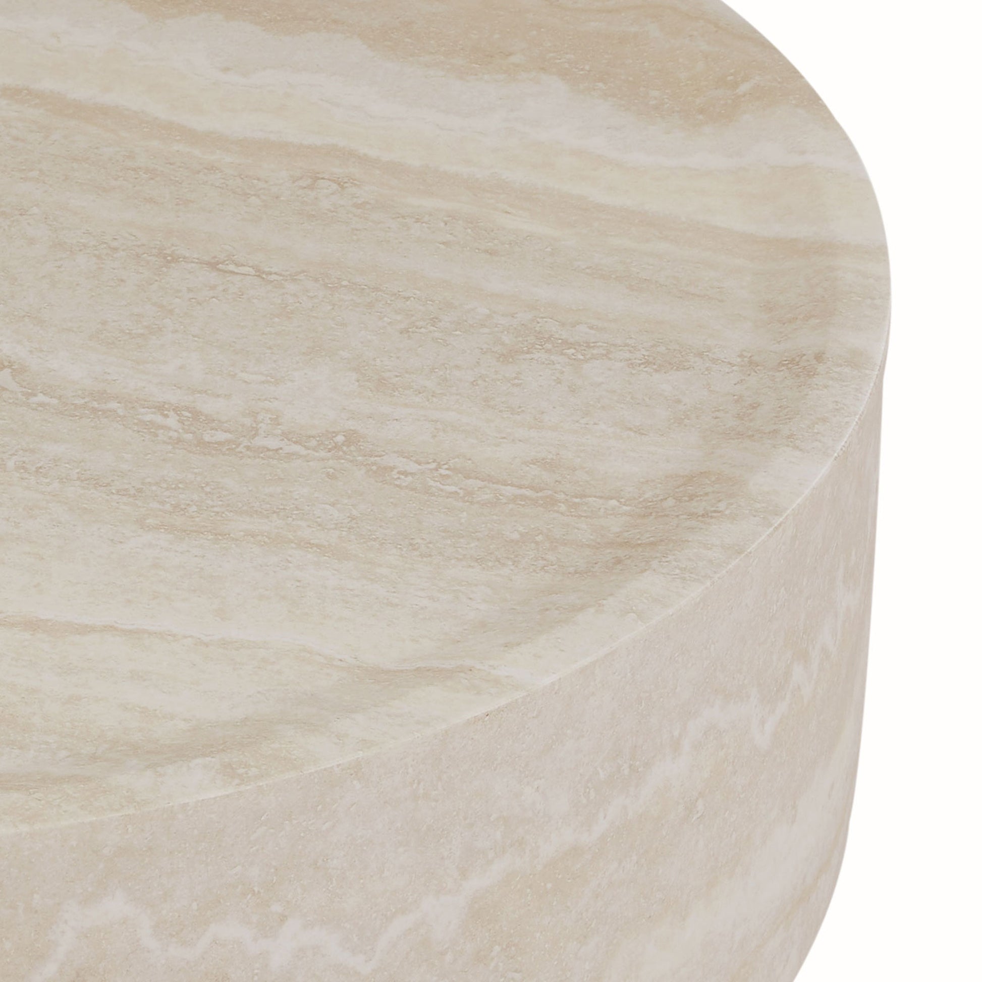 35.43'' Faux Mars Pattern Coffee Tables For Living Room Round Tea Faux Travertine Textured Table For Living Room, No Need Assembly. Marble Fiberglass