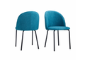 Blue Modern Chair Set Of 2 With Iron Tube Legs, Soft Cushions And Comfortable Backrest, Suitable For Dining Room, Living Room, Cafe Teal Blue Fabric