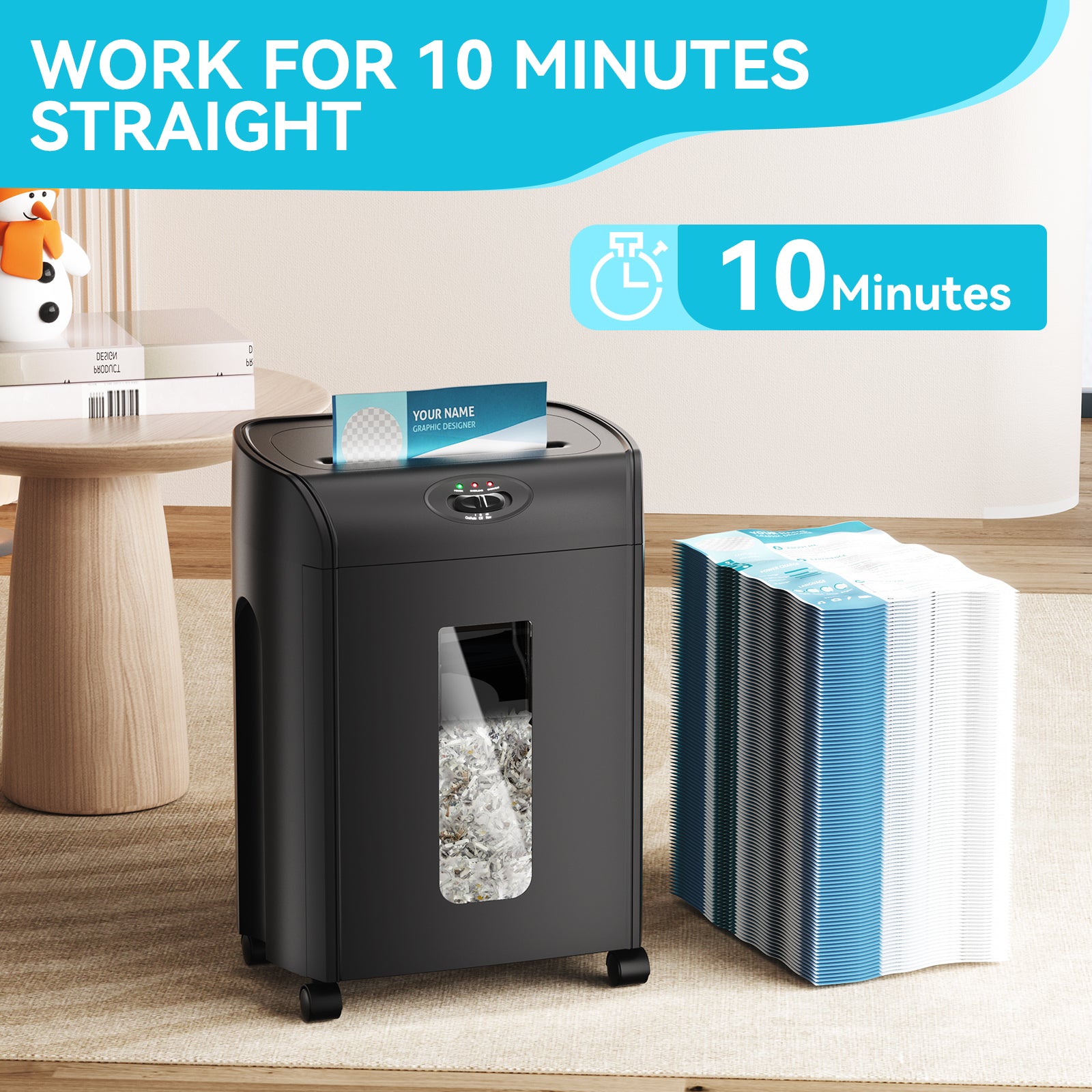 15 Sheet Cross Cut Paper Shredder,4.76 Gallons Heavy Duty Paper Cd Card Ultra Quitet Shredder For Home And Office Black Abs