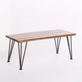 Zion Industrial Wood And Metal Coffee Table With Accent Table Teak Metal & Wood