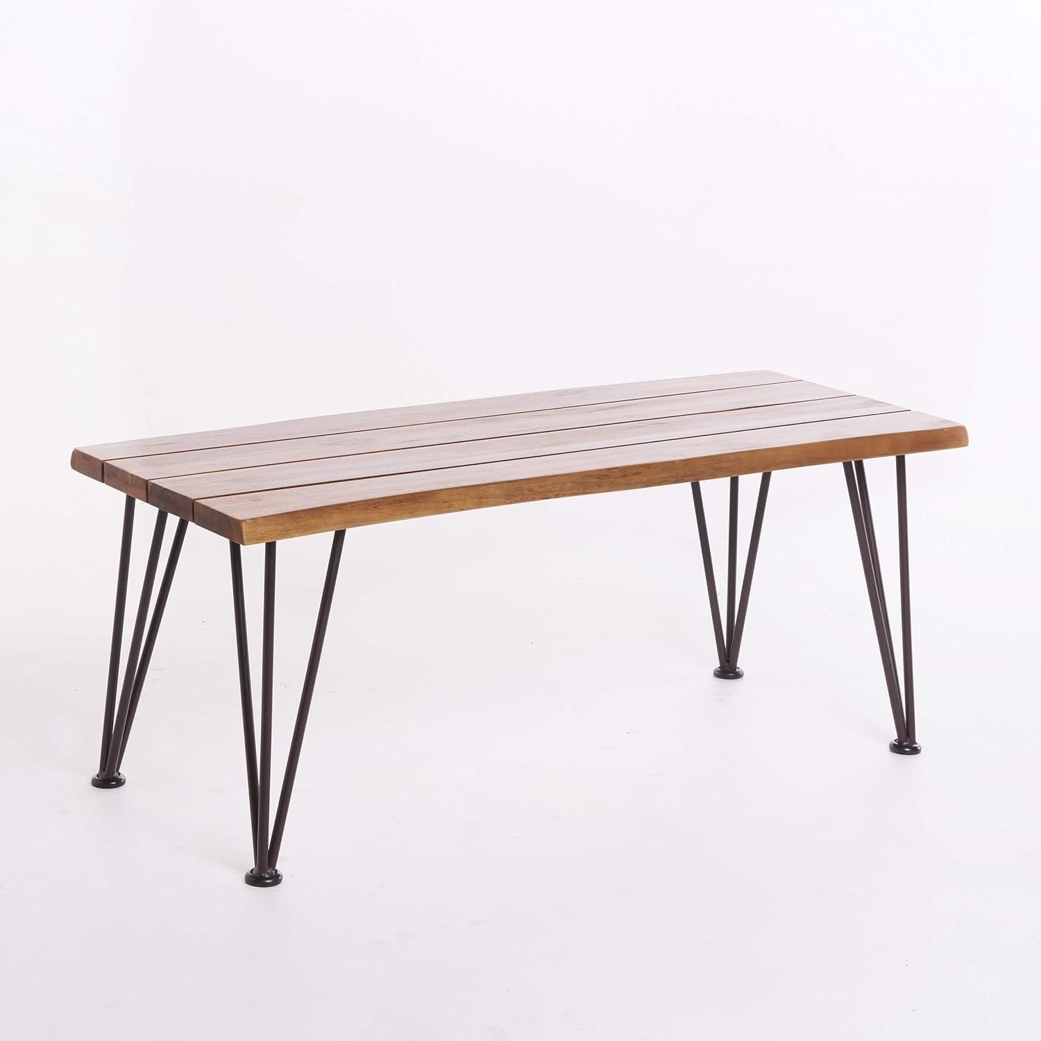 Zion Industrial Wood And Metal Coffee Table With Accent Table Teak Metal & Wood