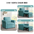 3 In 1 Sofa Bed Chair, Convertible Sleeper Chair Bed,Adjust Backrest Into A Sofa,Lounger Chair,Single Bed,Modern Chair Bed Sleeper For Adults,Teal Old Sku:Wf301161Aaw Teal Linen