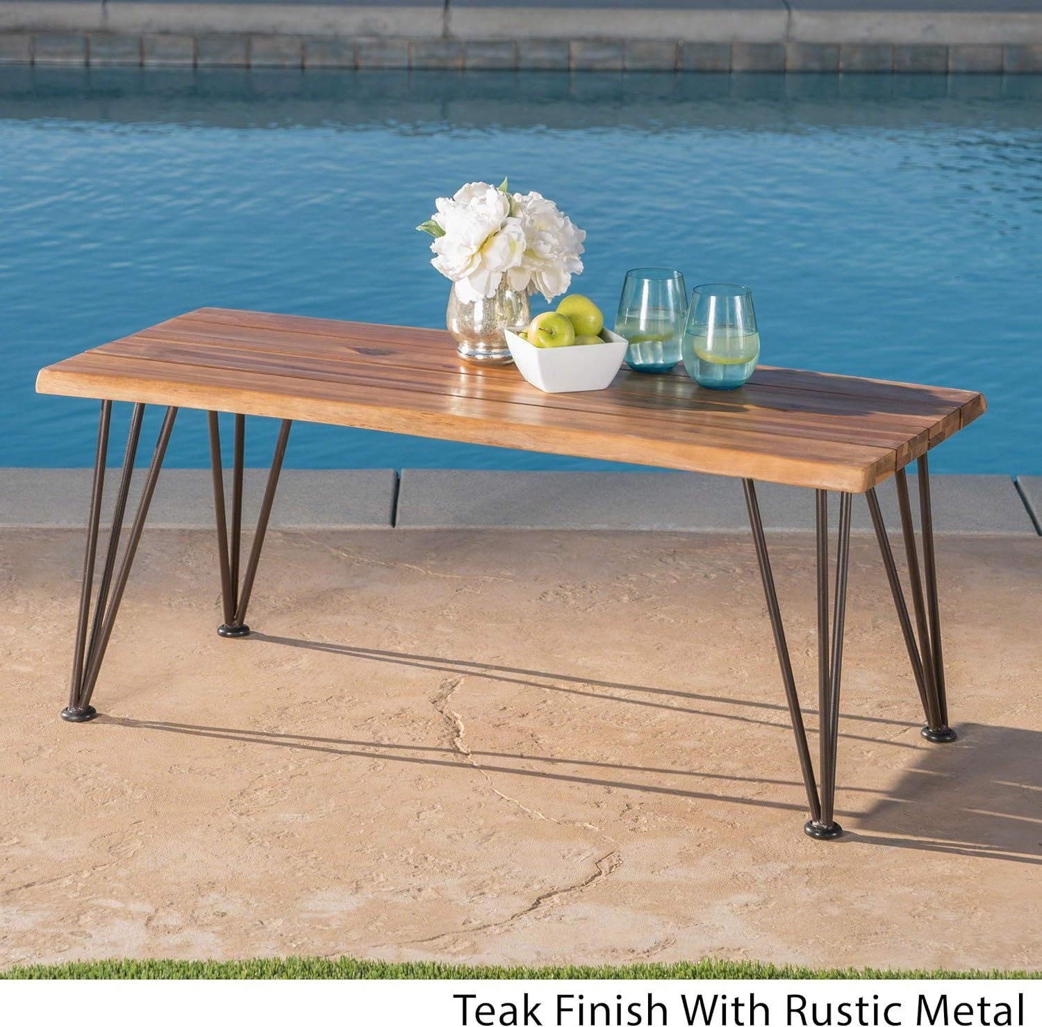 Zion Industrial Wood And Metal Coffee Table With Accent Table Teak Metal & Wood