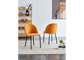Orange Modern Chair Set Of 2 With Iron Tube Legs, Soft Cushions And Comfortable Backrest, Suitable For Dining Room, Living Room, Cafe,Hairball Back Orange Fabric