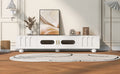 Modern Tv Stand For Tvs Up To 80 Inches, Entertainment Center With Glass Door, 2 Drawers And Cabinets, Wood Tv Storage Cabinet With Solid Wood Legs And Metal Handles For Living Room White Mdf