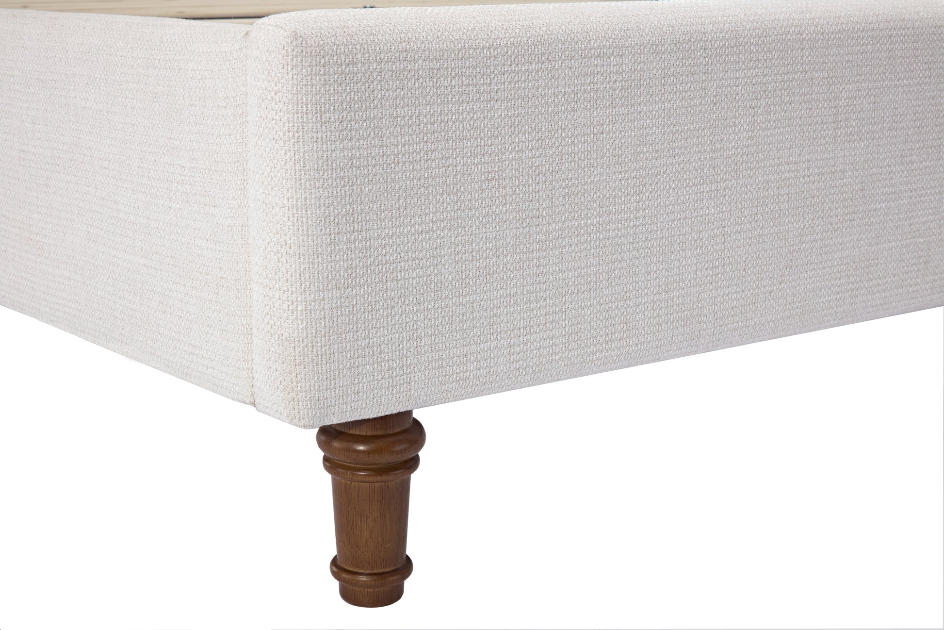 Harper Tall Headboard Upholstered Bed 54" High Headboard Elegant Simplicity No Box Spring Needed Easy Assembly Queen Textured Ivory Canvas Box Spring Not Required Queen Ivory Metal Brown Bedroom Contemporary Oak Bed Frame Foam Chenille Fabric Metal