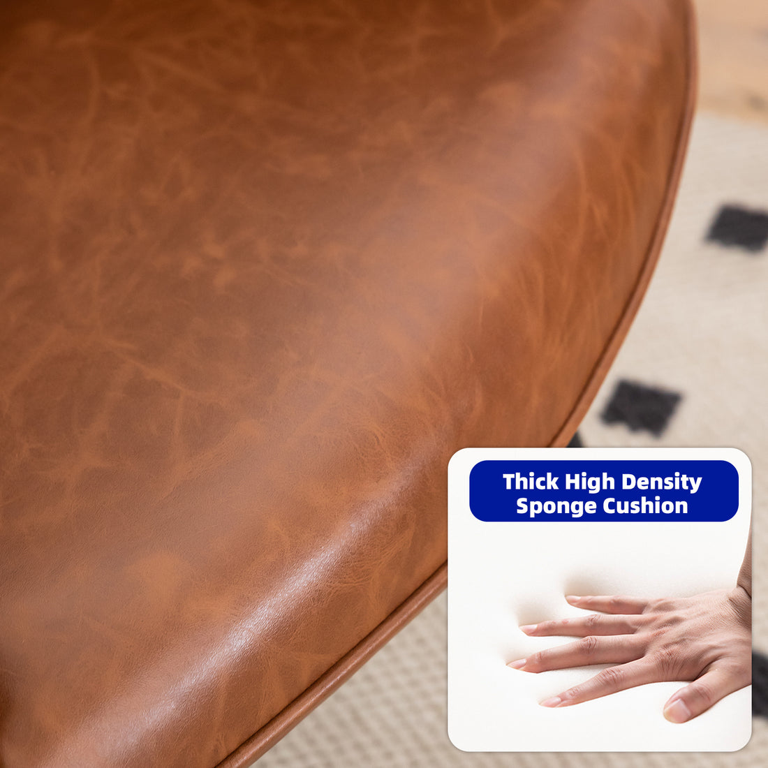 Bonded Leather Armchair, Modern Accent Chair High Back, Living Room Chairs With Metal Legs And Soft Padded, Sofa Chairs For Home Office,Bedroom,Dining Room Brown 1Pc Brown Bonded Leather