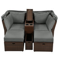 2 Seater Outdoor Patio Daybed Outdoor Double Daybed Outdoor Loveseat Sofa Set With Foldable Awning And Cushions For Garden, Balcony, Poolside, Grey Yes Grey Water Resistant Frame Water Resistant Cushion Garden & Outdoor Sectional Seating Groups Foam